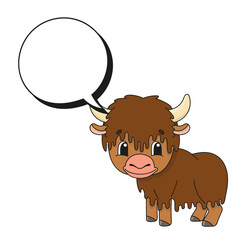 Speech bubble. With a cute cartoon character. Hand drawn. Thinking balloons. Isolated on white background. Vector illustration.