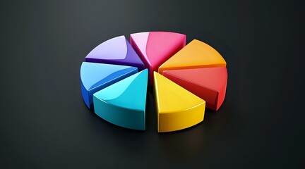 Obraz premium Modern 3D Pie Chart Visualization on Black Background