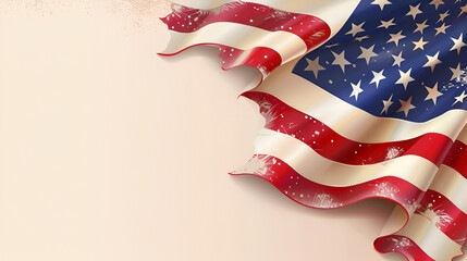 American flag on light pink background for copy space, Generative AI - obrazy, fototapety, plakaty