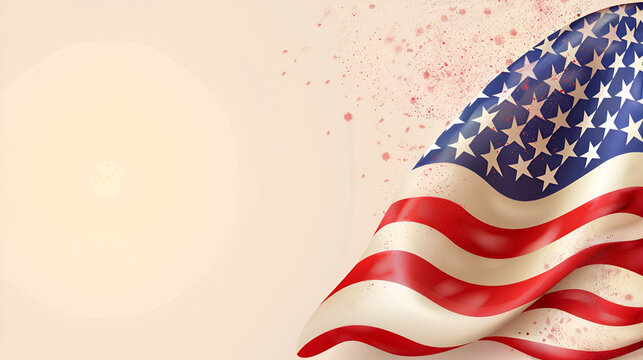 American flag on light pink background for copy space, Generative AI