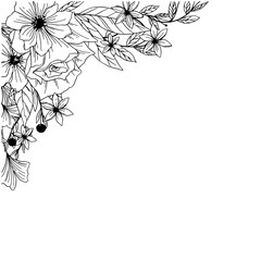 Flower Line Art Background Corner