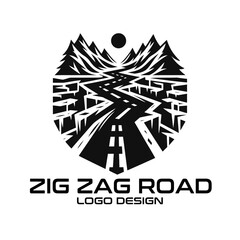 Zig Zag Road Vector Logo Design