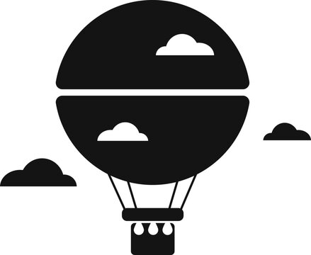 recommend clip art: Icon of a hot air balloon flying among the clouds. Vector illustration.