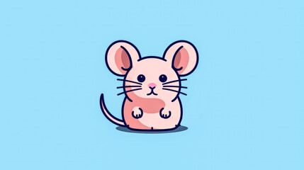 A cartoonish pink mouse with a big smile on its face