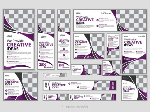 Web banner set with 14 size item set design