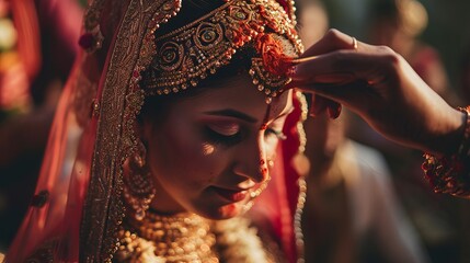 Marital Journey: Bride Applying Sindoor