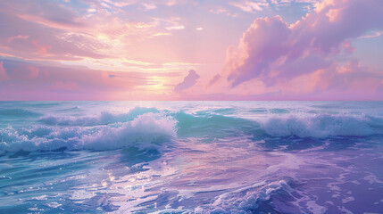 Serenity fills the air as gentle waves of pale blue and lavender gracefully dance across the...