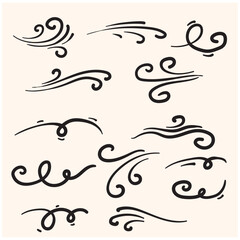 Fototapeta premium Set wind with illustration style doodle and line art