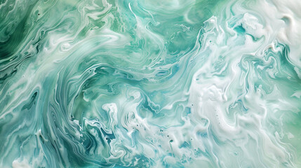 Naklejka premium Shades of mint green and seafoam swirl gently, creating a cool and refreshing aura that invites relaxation and rejuvenation.