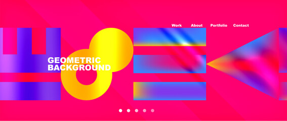 A vibrant geometric background featuring a mix of electric blue and magenta rectangles with a bold yellow circle in the center, perfect for a technology logo or graphic design project
