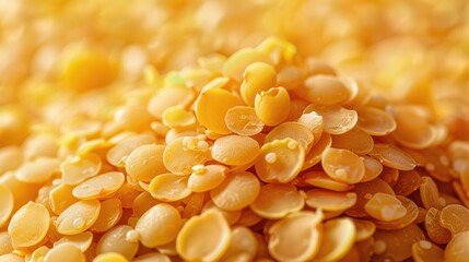 Detailed close up shot of a raw yellow Lentils portion