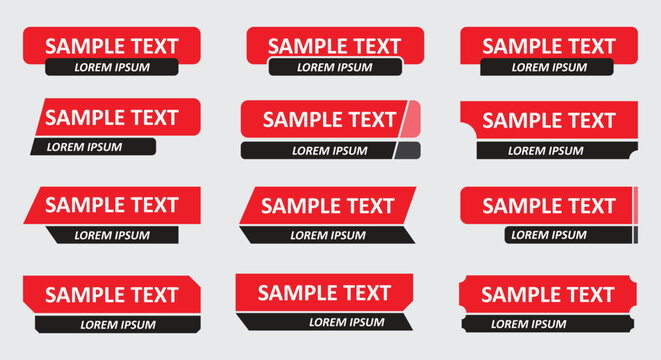 modern text box template. set of black and red lower third