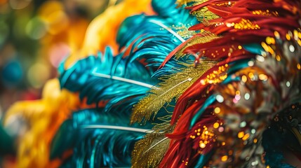 Vibrant Feathers: Close-up Shots of Bride's Attire