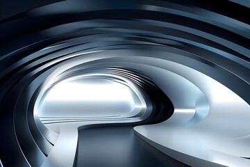 Cryptic futuristic 3D tunnel showcases simplicity and engineered elegance in abstract architectural design