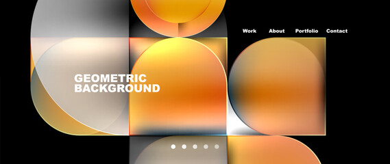 An automotive lightinginspired geometric background featuring circles and squares in amber and orange tints, set against a black backdrop