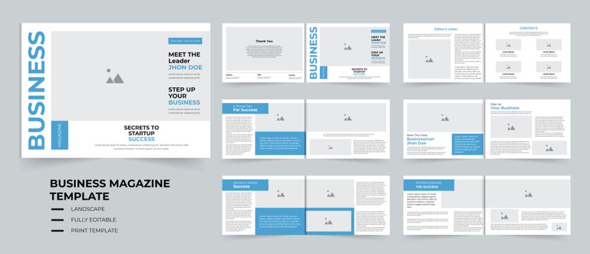 Business Magazine design template with professional layout