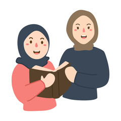 back to school illustration with student looking in book