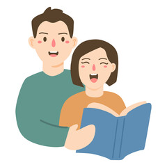 Fototapeta premium happy people reading a book together