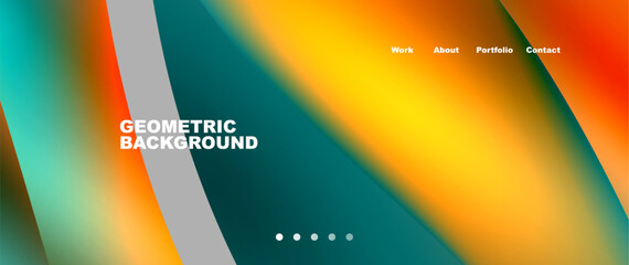 The geometric background features a gradient of colors such as electric blue and orange, perfect for branding and logos on gadgets like laptops and personal computers