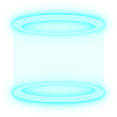 digital teleport with particles and hologram digital rings, technology systems, neon light teleport, futuristic neon portals, teleportation process game effect © FyfaMetarial
