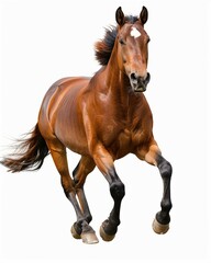Obraz premium a brown horse is galloping on a white background