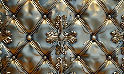 Luxury 3D tiles made of golden leather elements 