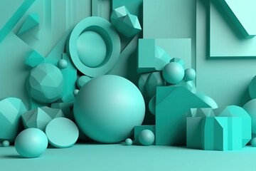 a painting of a room with a picture of a ball and a picture of a building with a frame of a picture of a circle of balls.