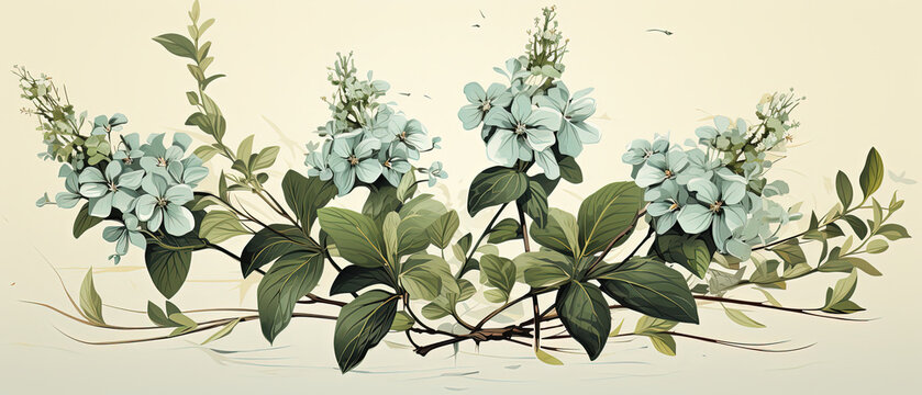 a painting of a bunch of flowers on a branch