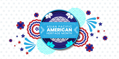 Asian American and Pacific Islander Heritage Month design, celebrate in may. banner for social media, card, poster. Illustration with text. vector Illustration - obrazy, fototapety, plakaty