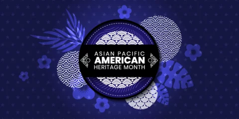 Selbstklebende Fototapeten Asian American and Pacific Islander Heritage Month design, celebrate in may. banner for social media, card, poster. Illustration with text. vector Illustration © Dapitart
