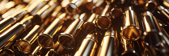 Pile of machine gun bullets Weapon and army industry concept. - obrazy, fototapety, plakaty