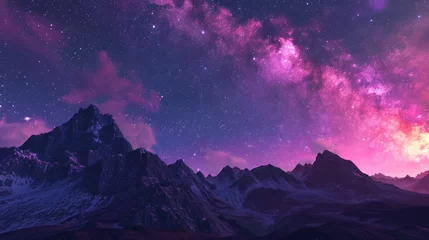 Foto auf Alu-Dibond night sky view with the mountain © Super Shanoom
