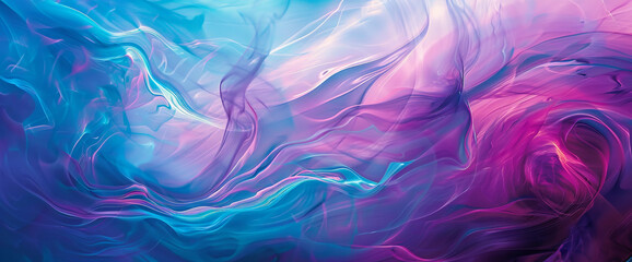 Fototapeta na wymiar Vibrant magenta and turquoise hues swirl and dance across a blank canvas