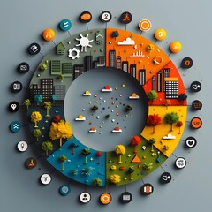 Obraz premium Minimalist Infographic Visualizing Integrated Data Registries Across Diverse Industries and Sectors