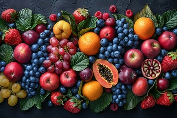 a bunch of fruit sitting on top of a table
