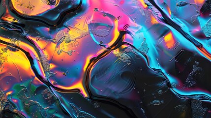Shiny Texture Pattern Background Inspired by Iridescent Oil Spill - obrazy, fototapety, plakaty