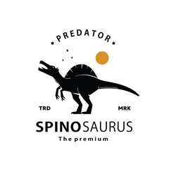vintage hipster dinosaur, spinosaurus logo vector silhouette art icon