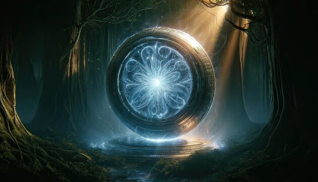 Mystical Glowing Portal in Enchanted Forest