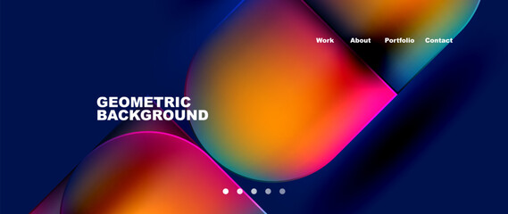 A colorful geometric background with circles in shades of colorfulness, amber, magenta, and electric blue on a dark blue background resembling an astronomical object in the sky