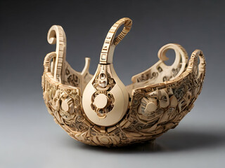 golden key in a box. guitar, isolated, electric, music, object, instrument, white, rock, bottle, musical, string, bass, wine, wood,Ai generated 