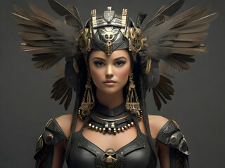 portrait of a woman with wings. woman, fashion, beauty, dark, gothic, black,, person, fantasy, face, halloween, lady, hair, people, Ai generated 