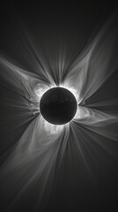 Brilliant solar eclipse with dramatic setting. A stunning view of a solar eclipse surrounded by powerful sunbeams, rays piercing through a dynamic setting, symbolizing awe and wonder