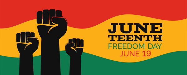 Juneteenth Freedom day June 19  independence day fists silhouettes  banner design  vector illustration