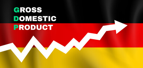 Gross Domestic Product graph Germany GDP  flag background vector illustration