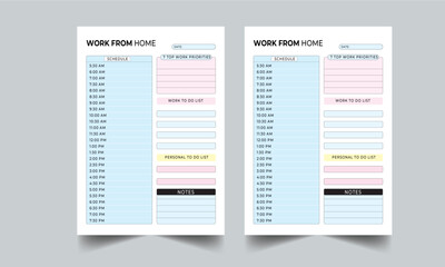 Work from Home Planner Layout template design