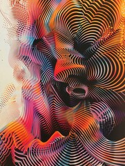 Capture the essence of algorithmic art from a high-angle perspective, showcasing intricate patterns and colors Let the design flow dynamically,