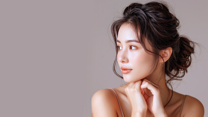 Obraz premium Asian beauty model woman for skincare fashion cosmetic makeup treatment