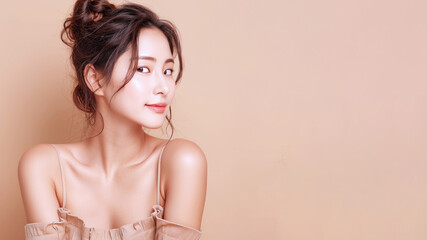 Korean beauty model woman for skincare fashion cosmetic makeup treatment
