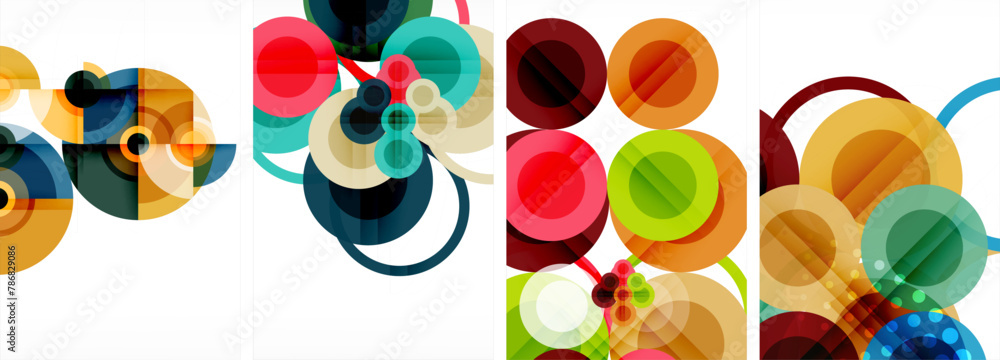 Poster a vibrant display of colorful circles on a white background. this art can be printed on various prod