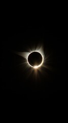 Brilliant solar eclipse with dramatic setting. A stunning view of a solar eclipse surrounded by powerful sunbeams, rays piercing through a dynamic setting, symbolizing awe and wonder